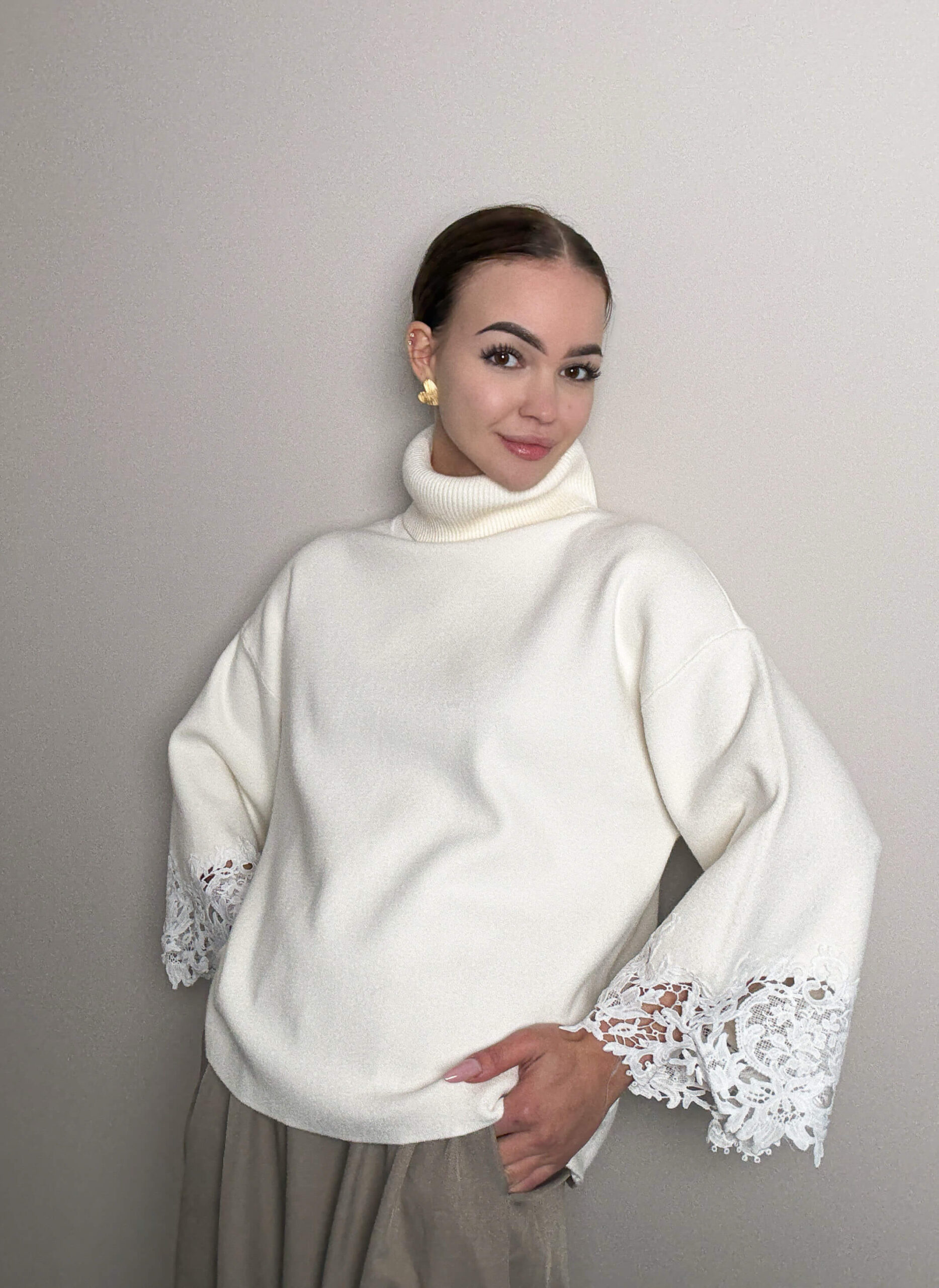 Golf z wiskozy Padwa - biały - obrazek 2