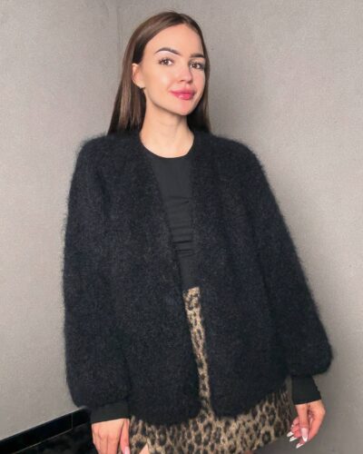 Kardigan moherowy Alba - czarny