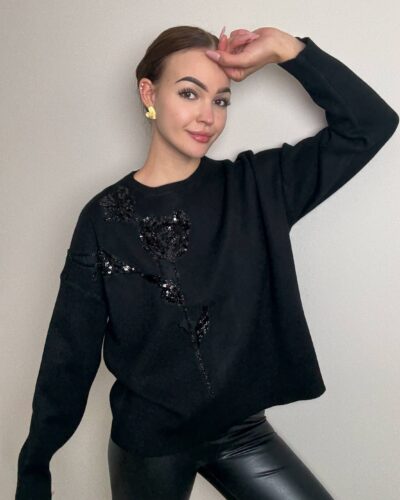 Sweter z wiskozy Werona - czarny