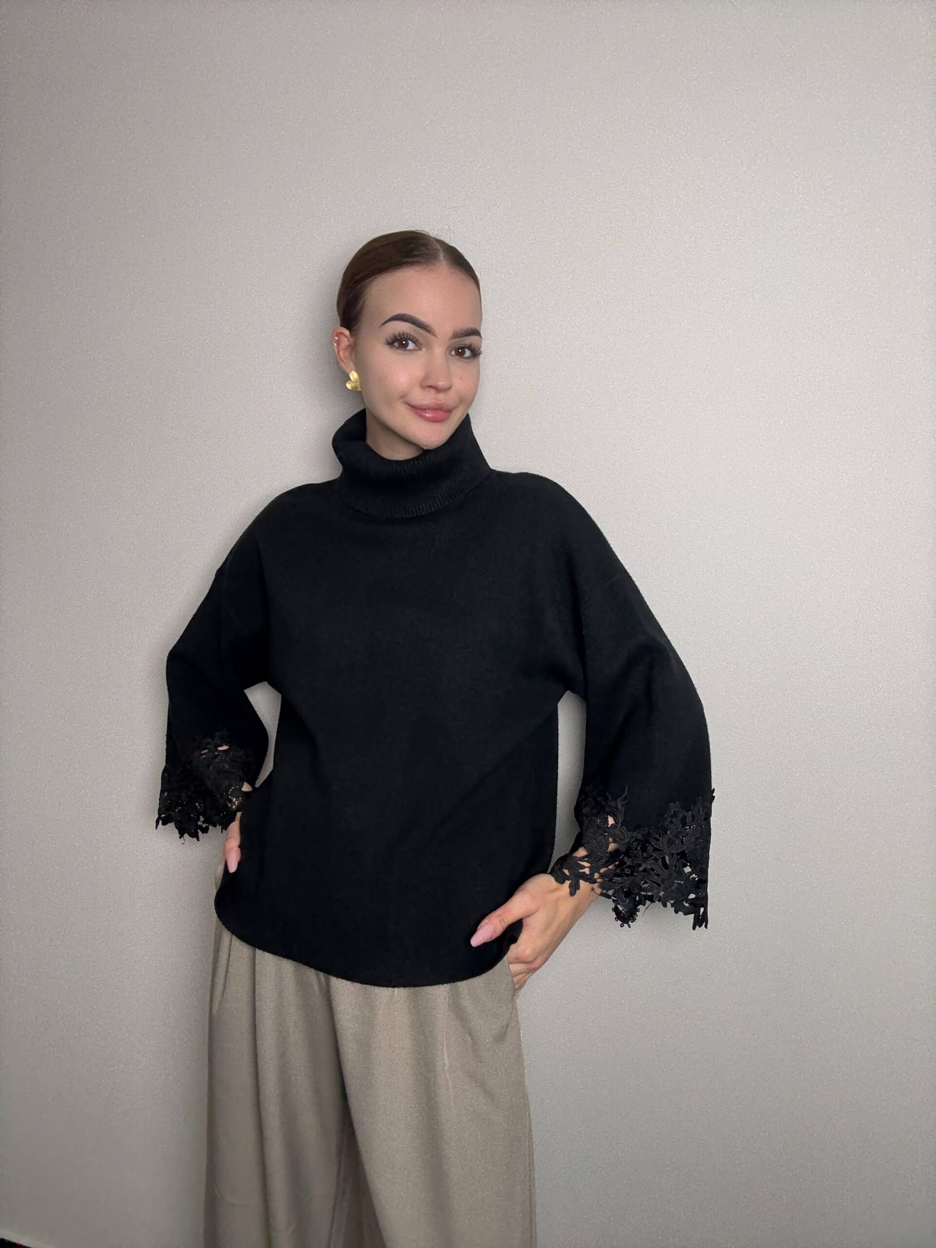 Golf z wiskozy Padwa - czarny - Image 2