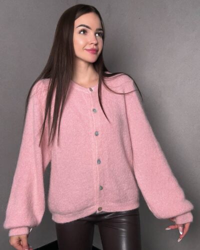 Kardigan z alpaki Garda - pudrowy róż