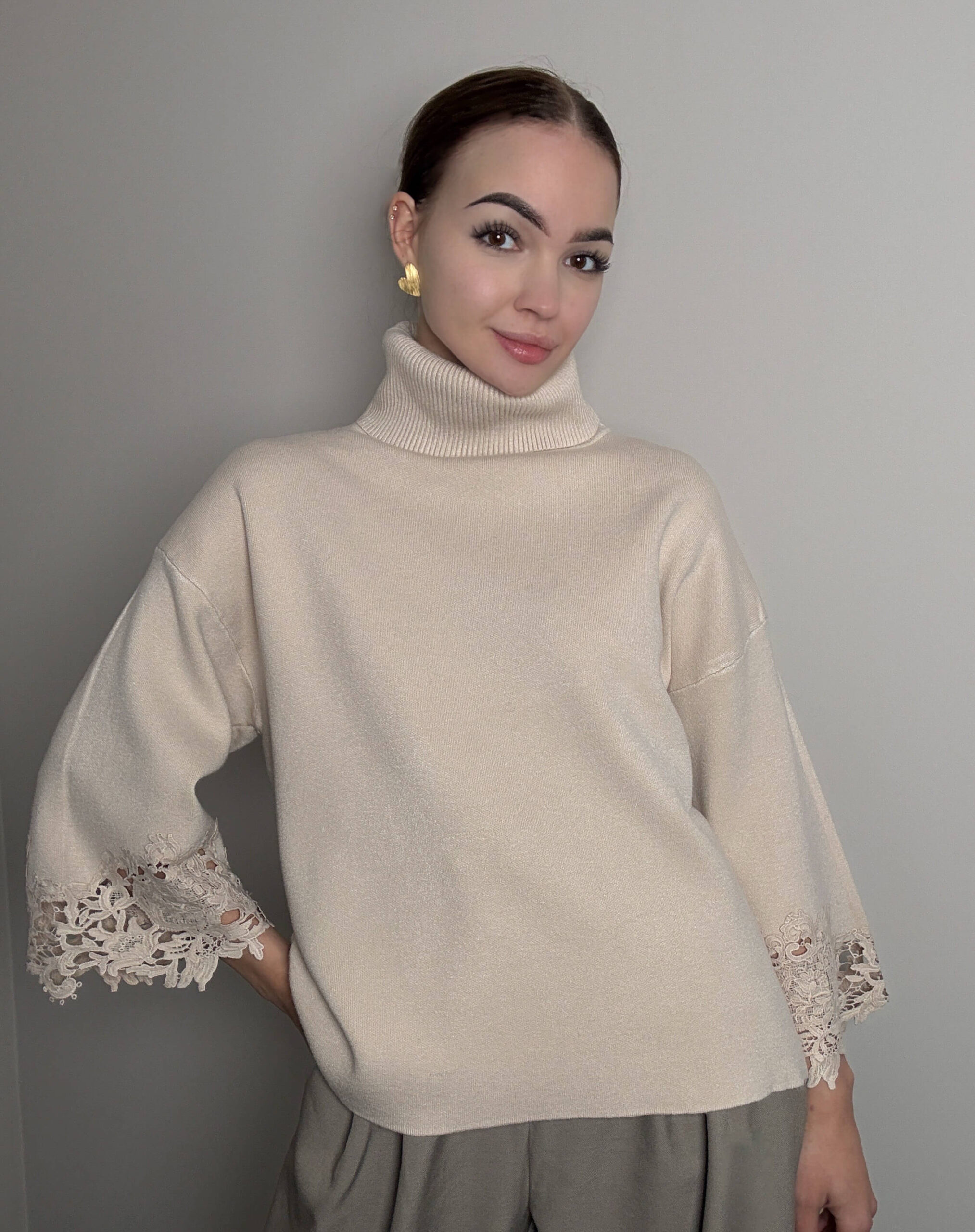 Golf z wiskozy Padwa - kremowy - Image 2