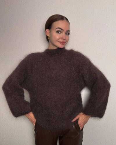 Sweter moherowy Taormina - brązowy