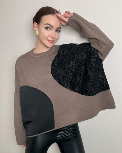 Sweter z wiskozy Amalfi - brązowy