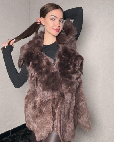 Kamizelka z naturalnego futra Gaeta - brązowa