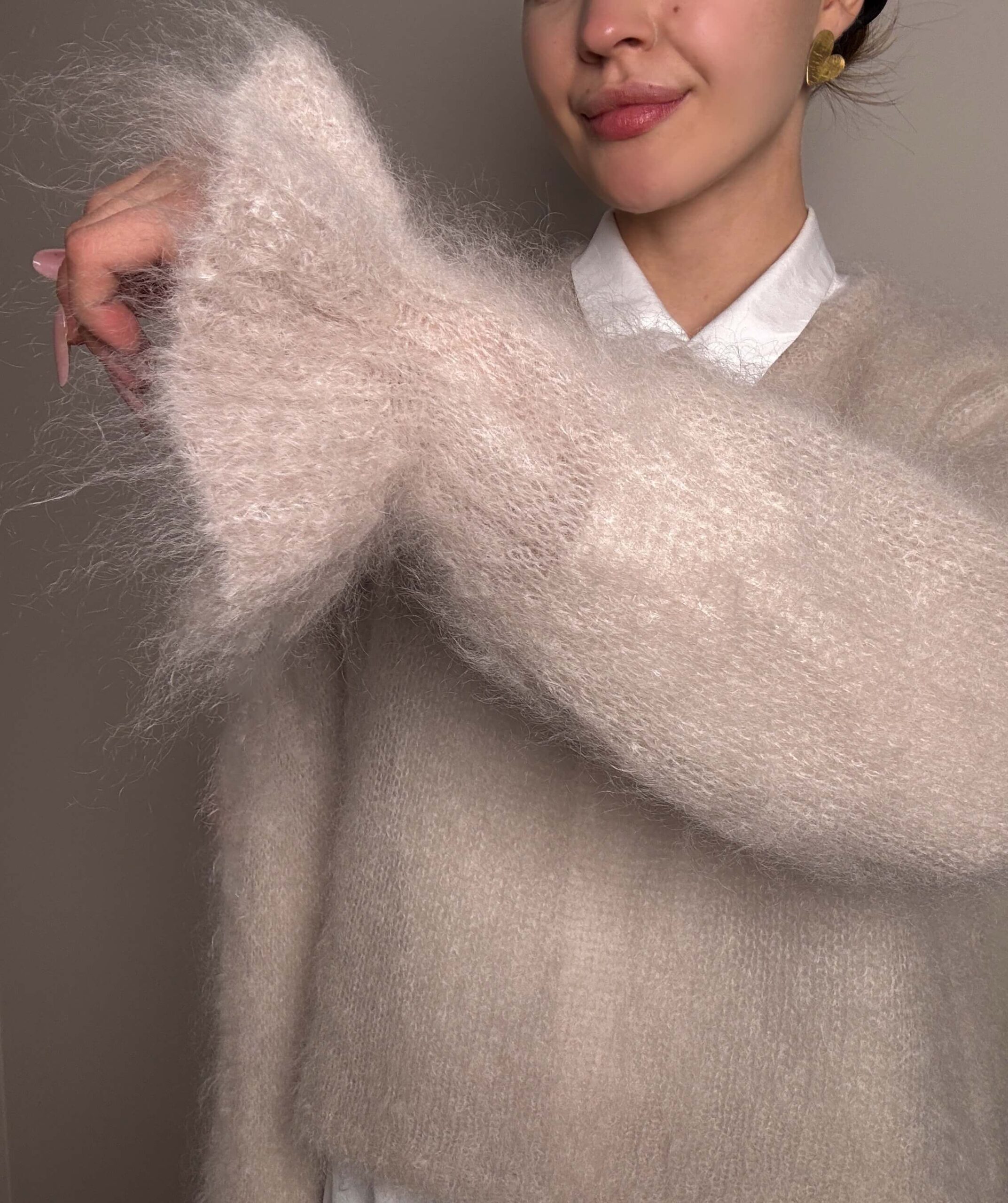 Sweter moherowy Matera - taupe - obrazek 4