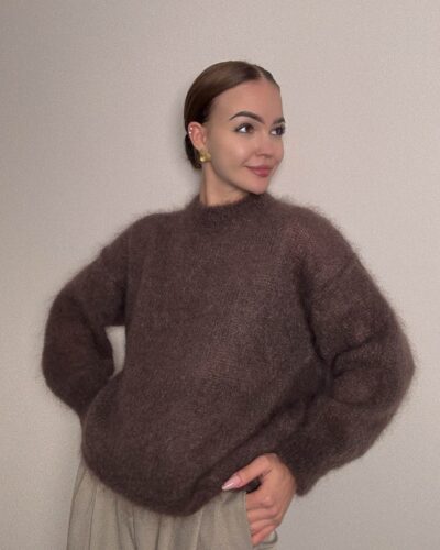 Sweter moherowy Capri - brązowy