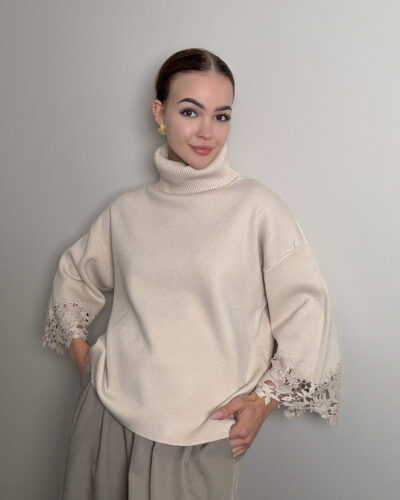 Golf z wiskozy Padwa - kremowy