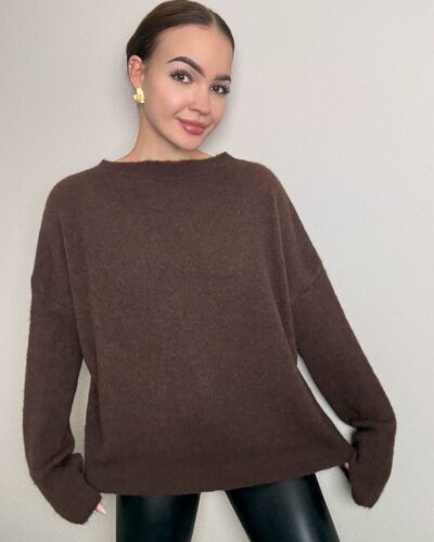 Sweter z alpaki Urbino - brązowy