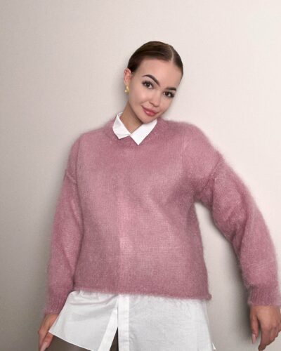 Sweter moherowy Capri - pudrowy róż