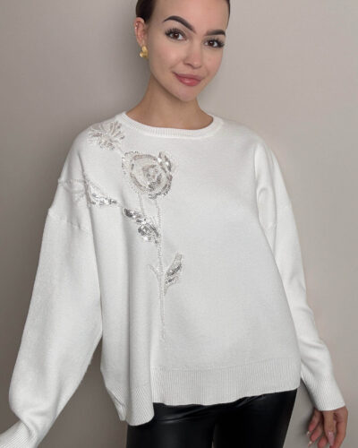 Sweter z wiskozy Werona - biały