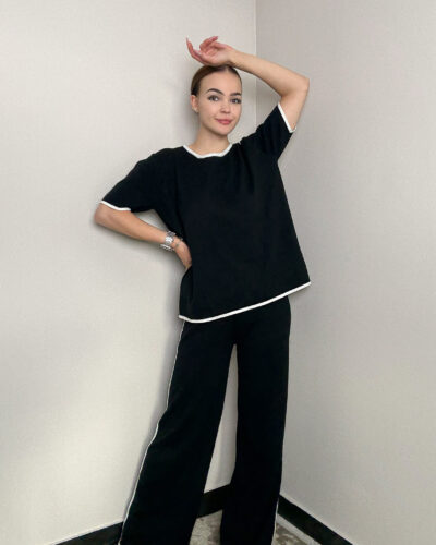 Komplet z dodatkiem wełny Todi - czarny