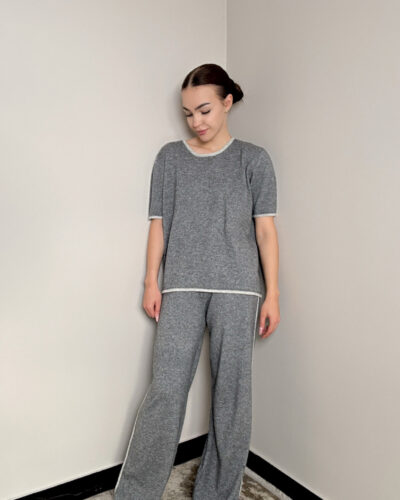 Komplet z dodatkiem wełny Todi - szary