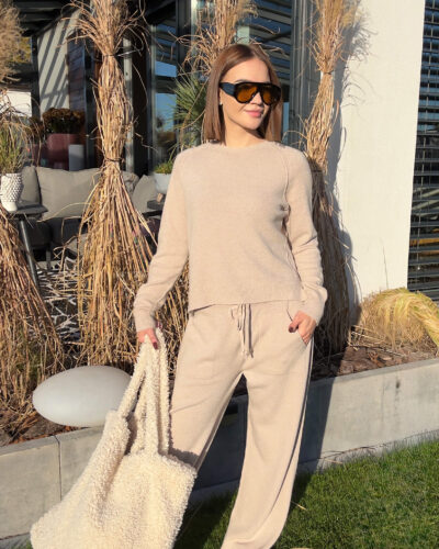 Komplet z wiskozy Genua - kremowy