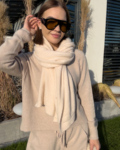 Szal z alpaki Livigno - kremowy