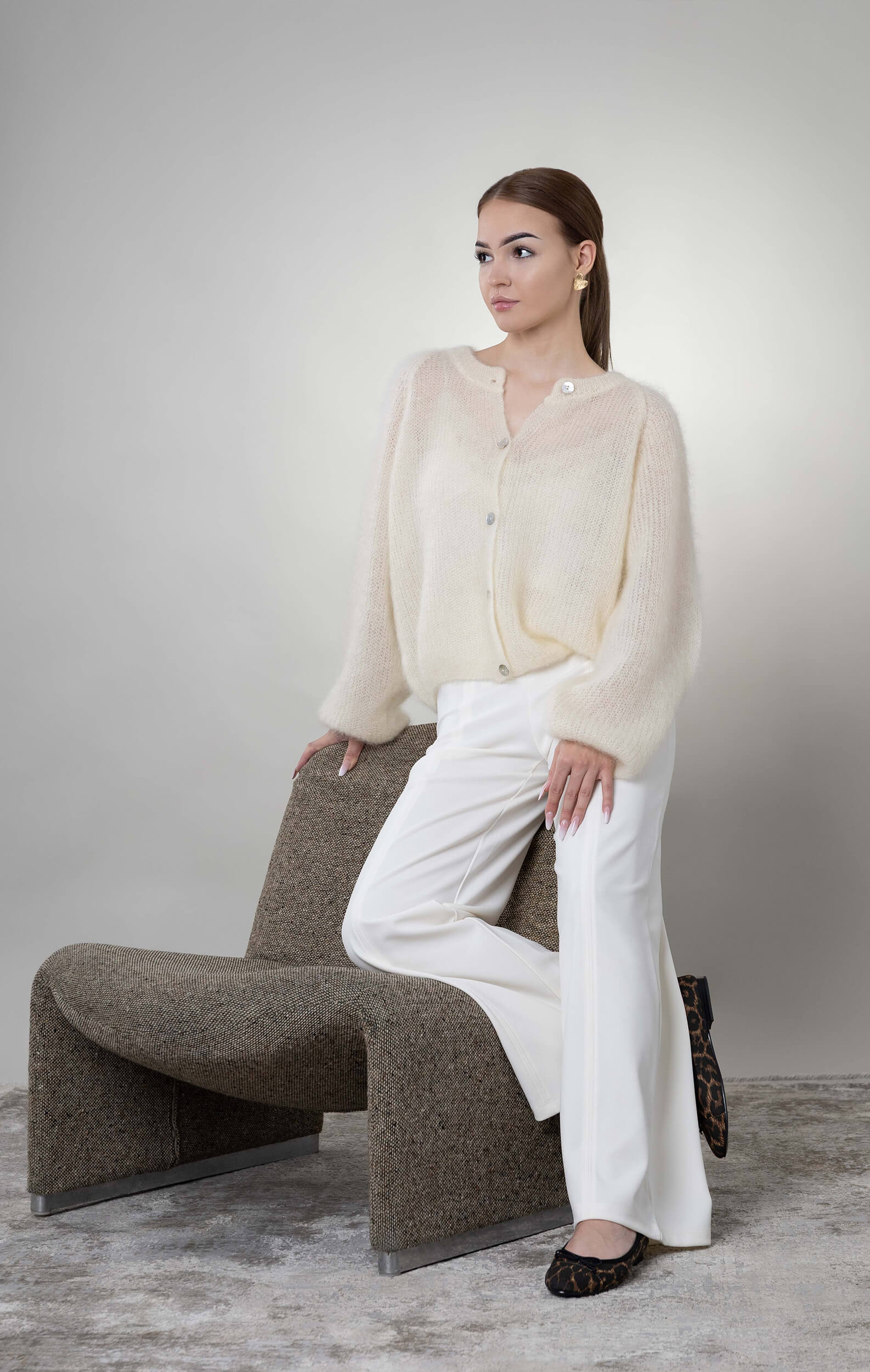 Kardigan moherowy Como - kremowy - obrazek 3